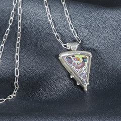 Fordite Cosmic Pizza Pendant – Sterling Silver