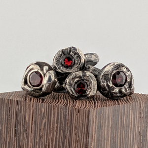 Garnet Caldera Ring – Oxidized Sterling Silver