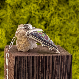 Fordite Cosmic Pizza Pendant – Sterling Silver