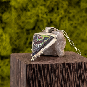 Fordite Cosmic Pizza Pendant – Sterling Silver
