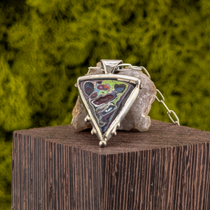 Fordite Cosmic Pizza Pendant – Sterling Silver